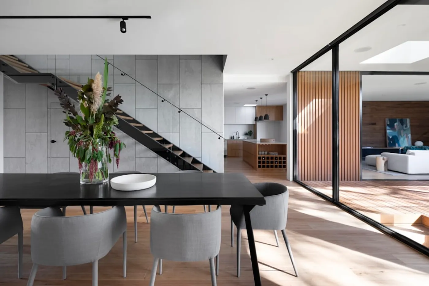 Bali villa interior design concept using warm timber and neutral upholstery